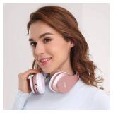 ZIHNIC Bluetooth Headphones Over-Ear, Foldable Wireless and Wired Stereo Headset Micro SD/TF, FM for Cell Phone,PC,Soft Earmuffs &Light Weight for Prolonged Wearing(Rose Gold)