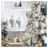 Megoogo 12 PCS Artificial Glitter Berry, White Christmas Glitter Picks Artificial Berries Stems for Christmas Ornaments Fake Sticks for Vases Tall DIY Wreath Home Decor (15.8ââ)