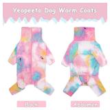 Dog Winter Coat for Large Medium Small Dogs, Warm Fleece High Collar Full Body Dog Jumpsuit Comfortable Onesie Apparel (Pink Blue, 4X-Large)