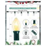 Abeja C7 Clear Christmas Lights Warm White, 25Ft Outdoor Incandescent String Lights with 27 Bulbs(2 Spare), Green Wire Connectable Vintage Decor Light for Patio, Christmas Party, House