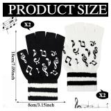 Ramede 4 Pairs Musical Note Fingerless Gloves Music Lover Novelty Fingerless Gloves Christmas Gift for Musician Teacher Lover Women Men