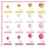 BOUBONI 48 Pcs Balls Cake Topper Decorations Balloon Cupcake Toppers Foam Cake Topper Balls Cake Balls Decorations for Birthday Party Wedding Anniversary Cake Decorating (Rose Red, Pink, White, Gold)