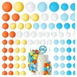 NACHLYNN 80 Pcs Cake Balls Decorations Mini Balloon Cake Topper Balls Foam Cupcake Toppers Balls for Cake Decorating Birthday Parties Weddings Anniversary (Orange Blue White Series)