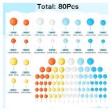 NACHLYNN 80 Pcs Cake Balls Decorations Mini Balloon Cake Topper Balls Foam Cupcake Toppers Balls for Cake Decorating Birthday Parties Weddings Anniversary (Orange Blue White Series)