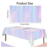 4 Pack Iridescent Plastic Tablecloths Disposable Table Cover Sparkly Foil Table Cloth for Rectangle Tables Party Decorations Birthday Princess Bridal Wedding Christmas Iridescence, 54 x 108 Inch