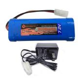 XUNTU 7.2V 3800mAh NIMH Battery (1 Pack) for RC Cars, 6-Cell NiMH Flat Rechargeable Battery Pack w/Standard Tamiya Connector + 7.2V Smart Charger(1 PCS)