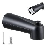 Enhon 7 Inch Slip on Tub Spout with Diverter, Compatible with Moen 3839/Moen 3853, Bathtub Diverter Spout Fits 1/2\" Copper Water Tube(5/8\" Diameter), 5/32\" Hex Wrench(Matte Black,Classic)