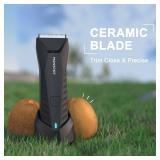 MANSPOT Manscape Body & Pubic Hair Trimmer for Men, Electric Groin Hair Trimmer, Replaceable Ceramic Blade Heads,Waterproof for Wet/Dry Use,Standing Recharge Dock,90 Minutes Shaving(Black)