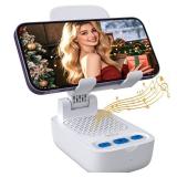 Gifts for Men Women, White Elephant Gifts for Adults, Cell Phone Stand with Wireless Bluetooth Speaker, Punchy Bass & HD Stereo Sound Speaker Compatible with iPhone/iPad/Samsung-White