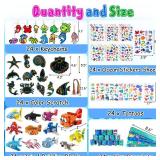 LINAYE 24 Packs Ocean Party Favors for Kids - 144 Pcs Under The Sea Party Favors with Marine Animals Building Blocks, Tattoo Stickers Sheets, Slap Bracelets Goodie Bag Stuffers for Kids