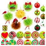 Syhood 37 Pcs 1.57 Inch Whimsical Christmas Tree Ornaments Balls Lime Green Bendable Christmas Tree Decorations Ornaments