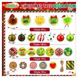 Syhood 37 Pcs 1.57 Inch Whimsical Christmas Tree Ornaments Balls Lime Green Bendable Christmas Tree Decorations Ornaments