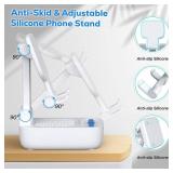 Gifts for Men Women, White Elephant Gifts for Adults, Cell Phone Stand with Wireless Bluetooth Speaker, Punchy Bass & HD Stereo Sound Speaker Compatible with iPhone/iPad/Samsung-White