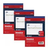 Adams Invoice Book 3 Pack, 2 Part Carbonless Invoices, Horizontal Sales Slip, 5-9/16 x 8-7/16 Inches, 50 Sets per Book (DC5840-3)