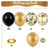Isndare Black and Gold Confetti Balloons, 12 Inch Black Metallic Gold Latex Black Golden Helium Balloons for Wedding Birthday Anniversary New Year Party Celebration Decorations Is-02