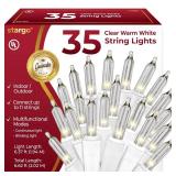 Clear Warm White Christmas Tree Lights - 6.3 ft String of 35 Incandescent Mini Bulbs Multifunctional Lighting Modes, for Decorative, Bedroom, Outdoor, Xmas Twinkle Lights with White Wire Total 6.6 ft