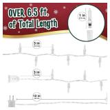 Clear Warm White Christmas Tree Lights - 6.3 ft String of 35 Incandescent Mini Bulbs Multifunctional Lighting Modes, for Decorative, Bedroom, Outdoor, Xmas Twinkle Lights with White Wire Total 6.6 ft