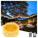 JIXXULVU 355FT 900LED Christmas Lights, Extra Long Outdoor String Lights Waterproof, Timer & Memory, 8 Modes Dimmable Plug in Fairy for Classroom Outside Tree Wedding Patry Warm White