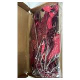 Suncalla 6 Pcs Christmas Artificial Velvet Glitter Magnolia Leaf Glittered Spray Picks 20\" Fake Floral Leaf Branches Xmas Decoration for Christmas Tree DIY Crafts Gift Home Garden Decor(Burgundy)