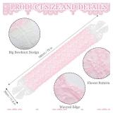 Windkream Pink Lace Table Runner with Big Bow Ends 12 x 71 Inch Vintage Rectangle Macrame Embroidered Runner French Style Tablecloth for Wedding Kitchen Dining Table Home Decor