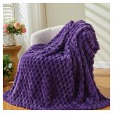 NEWCOSPLAY Super Soft Throw Blanket Purple Premium Silky Flannel Fleece 3D Clouds Stylish Jacquard Lightweight Bed Blanket All Season Use 350GSM (Purple, Throw(50\"x60\"))