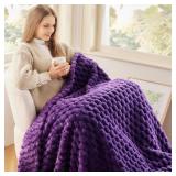NEWCOSPLAY Super Soft Throw Blanket Purple Premium Silky Flannel Fleece 3D Clouds Stylish Jacquard Lightweight Bed Blanket All Season Use 350GSM (Purple, Throw(50\"x60\"))