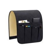 Teniux Armrest Organizer Non-Slip Remote Control Holder with 5 Pockets Couch Sofa Chair Armchair Caddy for Smart Phone, Book, Magazines, Ipad (Black)