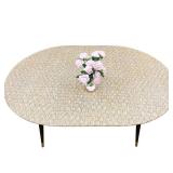 LIBERECOO Oval Fitted Vinyl Tablecloth with Flannel Backing - Fits 48 x 68 Inch Oval Table - Rope Weaving - Elastic Edged for Secure Fit, Waterproof Wipeable Table Cover