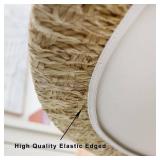 LIBERECOO Oval Fitted Vinyl Tablecloth with Flannel Backing - Fits 48 x 68 Inch Oval Table - Rope Weaving - Elastic Edged for Secure Fit, Waterproof Wipeable Table Cover