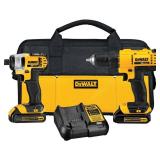 DEWALT 20V MAX Cordless Drill and Impact Driver, Power Tool Combo Kit , Includes 2 Batteries, Charger and Bag (DCK240C2)