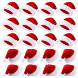 Vicenpal 20 Pcs Santa Hats Bulk Plush Christmas Hats for Adults Women Men Holiday Party Costume(Red)