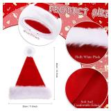 Vicenpal 20 Pcs Santa Hats Bulk Plush Christmas Hats for Adults Women Men Holiday Party Costume(Red)