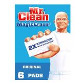 Mr. Clean Magic Eraser Original Cleaning Pads, Multi Purpose Cleaner, Bathroom Cleaning Supplies, All Purpose Cleaner, White, 6 Count
