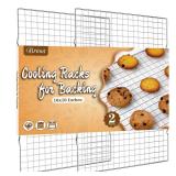 Cooling Rack for Baking 2-Pack, 16x10 Inches Baking Rack, Thick Wire Cookie Rack for Cooking, Roasting, Grilling, Drying, Oven Safe, Fits Half Sheet Pan, Silver