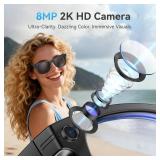 AI Smart Glasses with Camera and Bluetooth,8MP 2K HD Camera Glasses,AI Voice Control,AI Photo Recognition and Translation,Smart Anti-Blue Light Glasses,IP67 Waterproof for Driving,Outdoor,+2 Lenses.