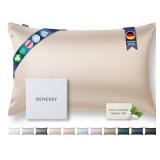 RENESSY Premium Silk Pillowcase 100% Organic Mulberry Silk, 22 Momme, Grade 6A - Oeko-Tex Certified in Germany - Luxury for Hair & Skin, 1 Piece (Standard Size 20x26 Inches, Champagne)