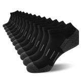 Heatuff Mens Athletic Ankle Socks Moisture Wicking Cushion Running Low Cut Sock 6 Pack