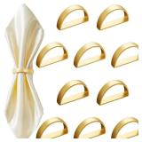 20 Pcs Stainless Steel Napkin Rings Christmas Metal Napkin Ring Holders Modern Serviette Buckles Metallic Adornment for Table Kitchen Dinner Party Wedding (Matte Gold Semicircle)