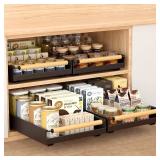 Hocookeper Pull out Cabinet Organizer, 16\" Deep Pull Out Drawer for Kitchen Cabinets Adhesive with Nano Film, Slide out Cabinet Organizer Shelf for Pantry Bathroom Organization Black