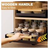 Hocookeper Pull out Cabinet Organizer, 16\" Deep Pull Out Drawer for Kitchen Cabinets Adhesive with Nano Film, Slide out Cabinet Organizer Shelf for Pantry Bathroom Organization Black