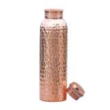 HOMEZY Copper Water Bottle (34oz/1000ml) 100% Pure Handmade Hammered Ayurvedic Pure Copper Vessel for Drinking Heavy Duty & Leak-proof