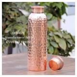 HOMEZY Copper Water Bottle (34oz/1000ml) 100% Pure Handmade Hammered Ayurvedic Pure Copper Vessel for Drinking Heavy Duty & Leak-proof