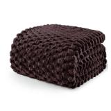 Exclusivo Mezcla King Size Fleece Blanket for Bed, 90x104 Inches Stylish Jacquard Velvet Soft Blanket, Fuzzy Cozy Lightweight for Winter, Coffee