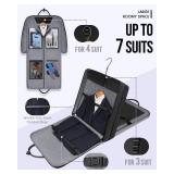 MATEIN Mens Garment Bags for travel, Large Travel Suit Bag Up to 7 Suits with Strap, Wrinkle Free Carry On Garment Bags for Hanging Clothes, Business Suitcase Luggage Bag Fit 17.3 Inch Laptop, Black