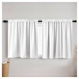 KOUFALL White Rod Pocket Blackout Tier Short Curtains 52x24 Inches Long