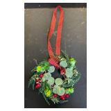 Buffalo Plaid Holiday Wreath with Eucalyptus and Berries 6 pk
