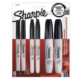 Sharpie Permanent Markers  Multi-Tip Pack  Fine/Ultra Fine/Chisel Tip  Black  4 Count