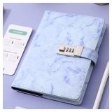 CAGIE Diary with Lock for Girls and Women, A5 Journal with Lock for 8 10 11 12 14 16 Year Old Girls Gifts Presents, 192 Pages Waterproof Journal for Girls Ages 8-12 with Pen Marble Diary, Purple