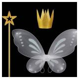 Sratte 3 Pcs Girls Fairy Costumes Fairy Star Wand Gold Crown Wings Birthday Dress up Halloween Party Accessories Decorations