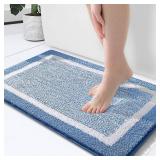 OLANLY Bathroom Rugs 24x16, Extra Soft and Absorbent Microfiber Bath Mat, Non-Slip, Machine Washable, Quick Dry Shaggy Bath Carpet, Suitable for Bathroom Floor, Tub, Shower (Small, Blue)
